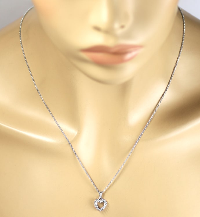 Foto 4 - Diamanten Herz an Erbsenkette 585er Weißgold, S2863