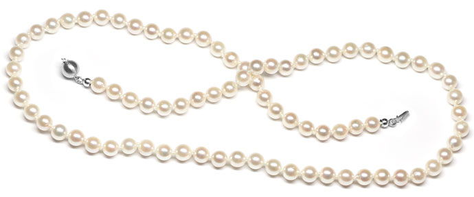 Foto 1 - Akoya Perlenkette 57cm Länge mit Weißgold Kugelschloss, S9547