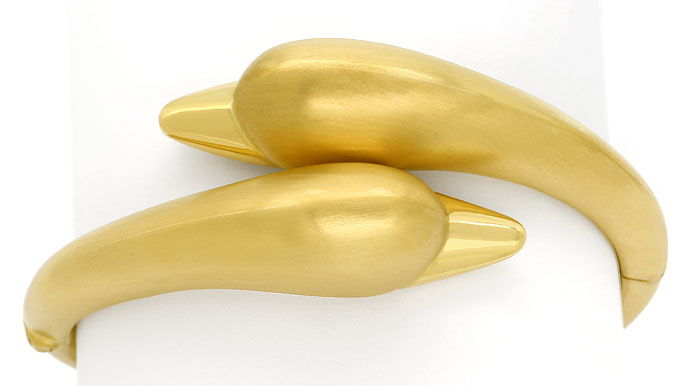 Foto 1 - Dekorativer Goldarmreif mit zwei Schwänen oder Delfinen, S9725